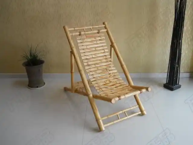 【万鸿竹工艺】可折叠手工制竹片躺椅/竹躺椅/沙滩椅/折椅wd20068