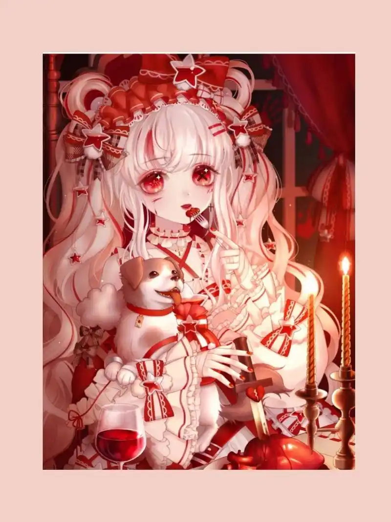 二次元红色系吸血鬼暗黑暗夜萝莉女生头像