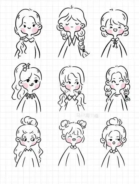 简笔画大全可爱少女简笔画大全可爱少女人物