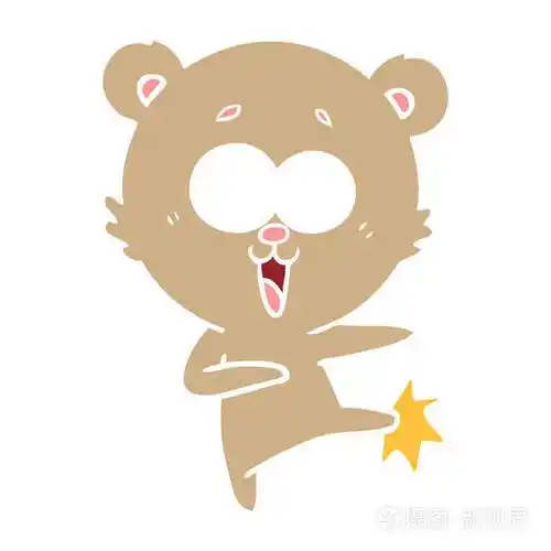 笑泰迪熊扁平颜色风格动画片