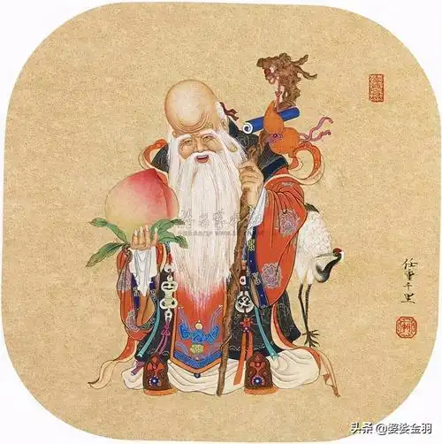 南极仙翁 寿星公 带给大家健康长寿!国画作品来啦