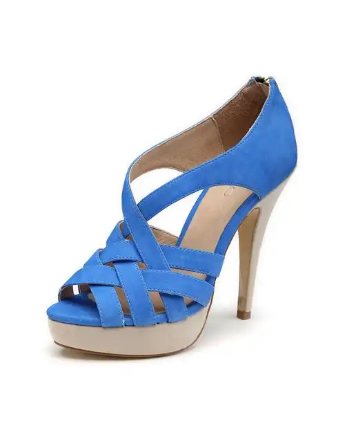 女款蓝色典雅时尚超高跟凉鞋