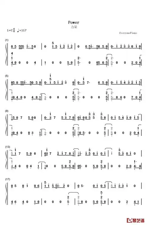 power钢琴简谱-数字双手-exo1