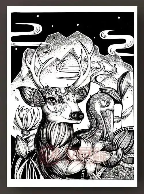 黑白装饰画|动植物题材