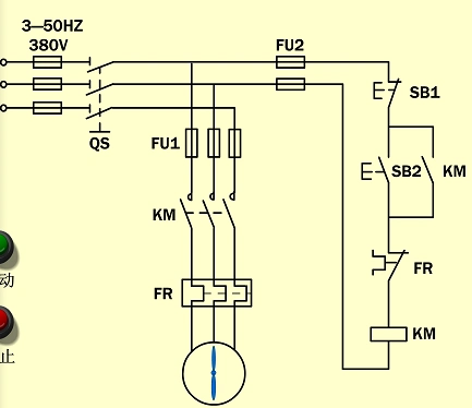 真空接触器控制的电动机最简单的线路图
