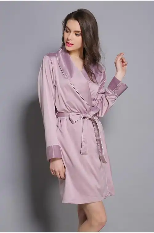 春秋睡袍女士性感睡衣仿真丝长袖浴袍丝绸大码家居服