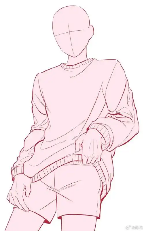 特别干净的单人线稿模板绘画素材  #最近画了什么##绘画素材##板绘