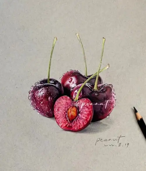 彩铅 | 写实车厘子