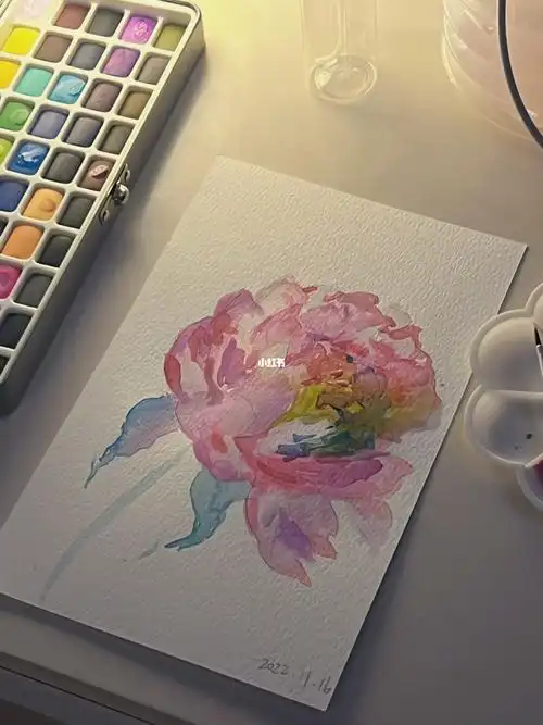 水彩画入门氛围感芍药花超级简单