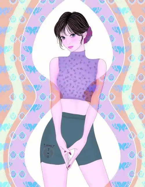 健身女孩插画与纹样健身日常