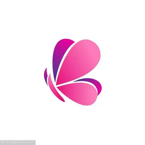 美粉蝴蝶标志图标符号矢量设计