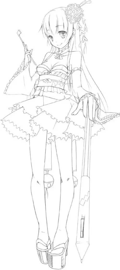 线稿全身漫画卡通人物绘画