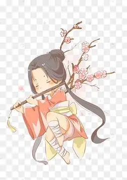 吹笛子的梅花少女