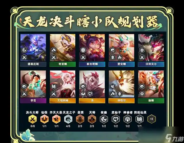 推荐:云顶之弈s11阵容推荐阵容搭配:9人口成型搭配:德莱厄斯,琪亚娜