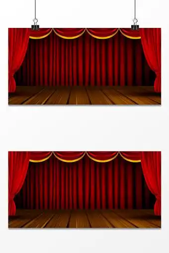 简约大气红色帷幔舞台矢量背景图