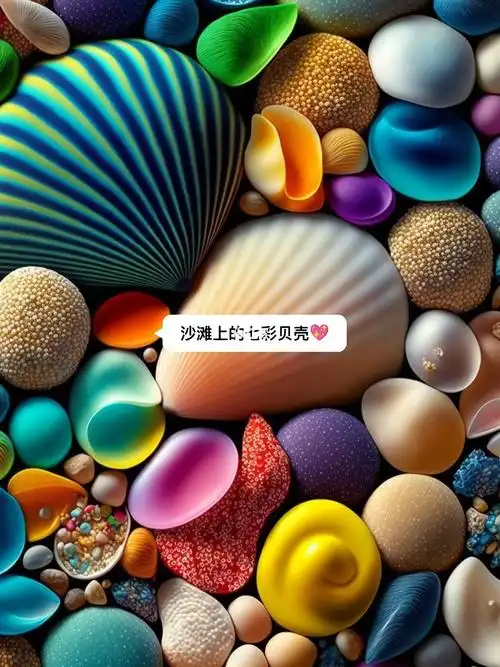 沙滩上的七彩贝壳