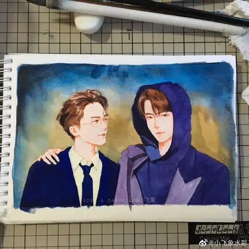终极笔记##曾舜晞##肖宇梁##曾舜晞肖宇梁芭莎十年之约##水彩