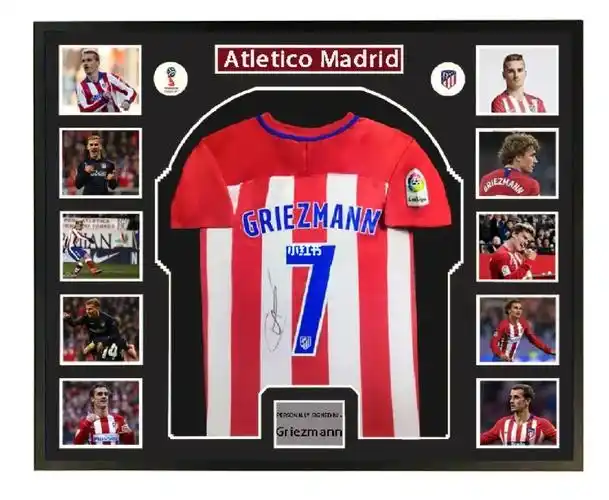 马德里竞技足球俱乐部 格里兹曼亲笔签名球衣 含证书 裱框 证据链