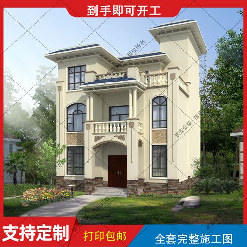 三层半简欧新农村自建房别墅设计图纸建筑结构施工图水电b1209