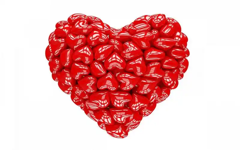 高清晰玻璃亮红爱心拼图壁纸