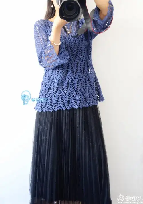 杨柳风经典女士钩针春夏长袖套衫