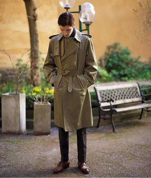 trenchcoat战壕风衣 经典嘠芭甸棉 英伦修身中长款挡风秋冬外套男