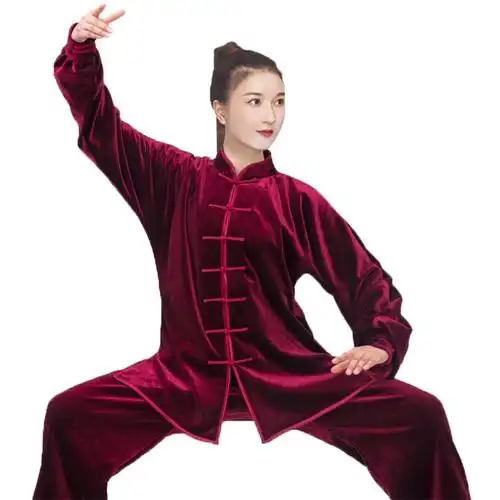 太极服女金丝绒秋冬季加厚春闪电客太极拳练功服2022年新款服装男