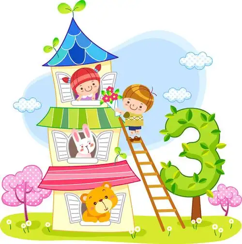 卡通儿童和可爱的动物 ai矢量