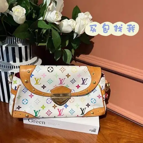 lv路易威登中古白三彩梦露单肩包