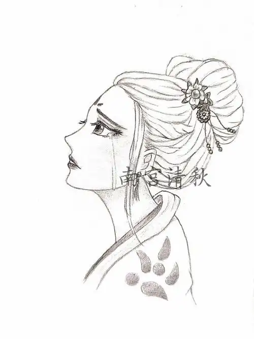 感觉还不错(/ω*)第一张是扫描的~铅笔侧颜原创手绘绘画古风