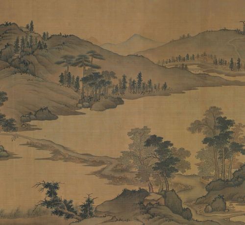 许道宁 秋山烟雨图卷 山水图 古代国画长卷 美术资源艺术微喷复制