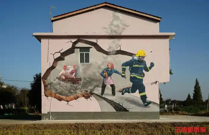 "一画一消防,一墙一风景" 湖南益阳"百面消防安全墙绘"进农村