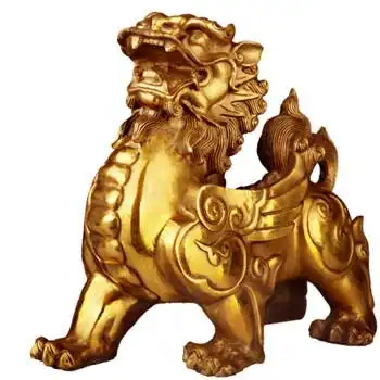 慈念黄铜貔貅摆件飞天貔貅公母一对办公室卧室开业礼品装饰摆件黄铜