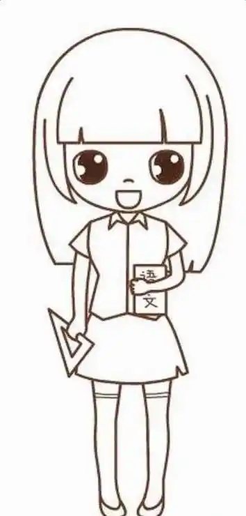 长发女老师简笔画教程女老师人物简笔画