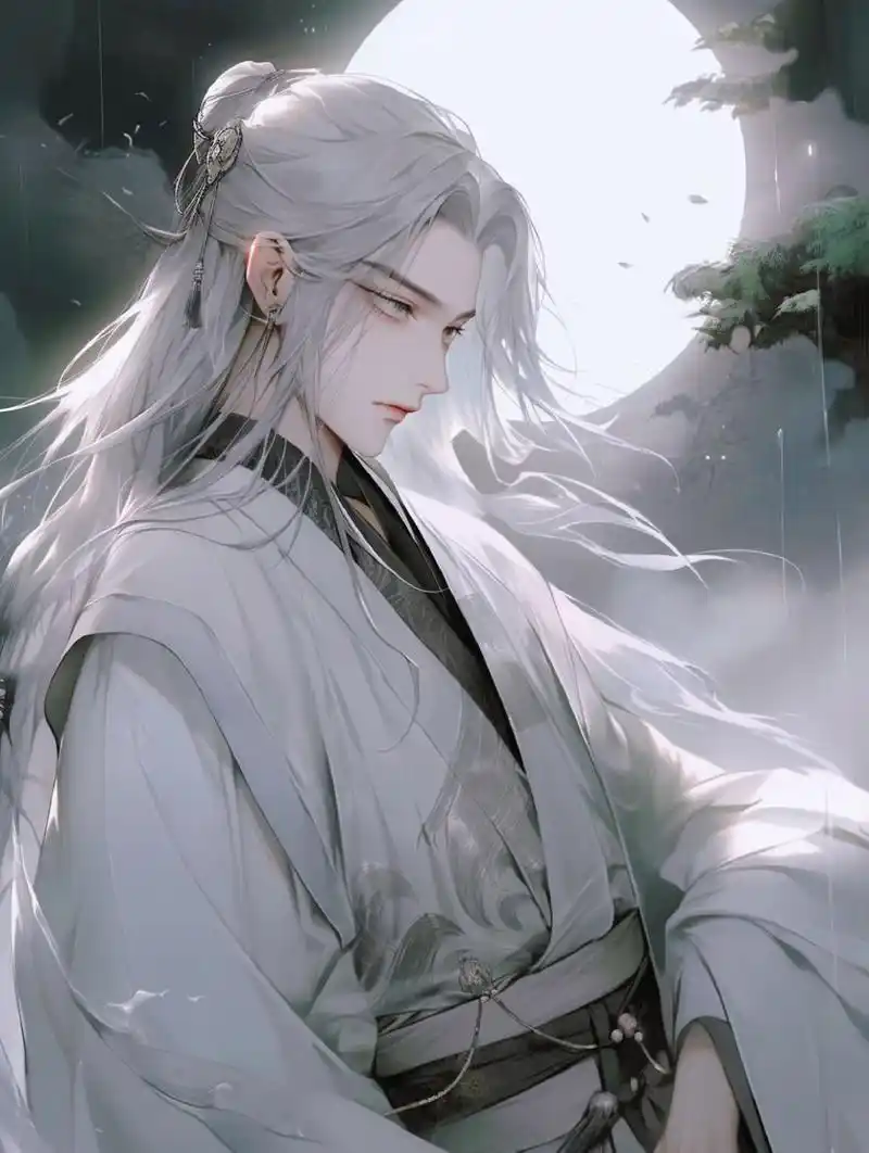 白毛控·古风白发男生头像
