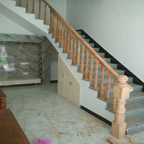 奇雅木业楼梯扶手仿古木雕将军柱实木雕花护栏