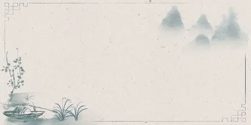 信纸背景古风背景灰色古风中国风水墨小船远山边框海报展板背景素材