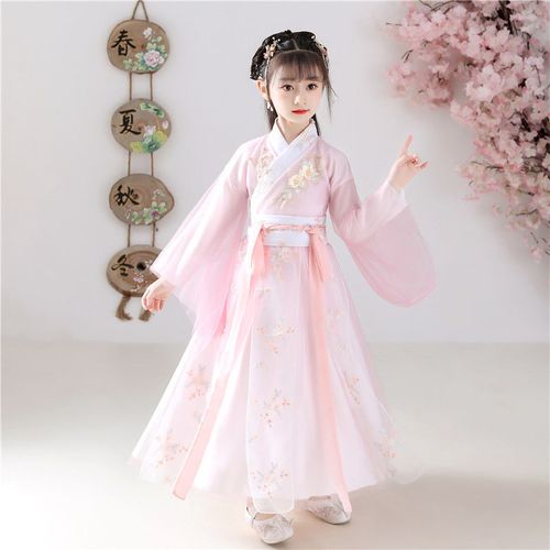中国风女童汉服古装儿童春秋款唐装襦裙公主裙仙女装古风小孩衣服