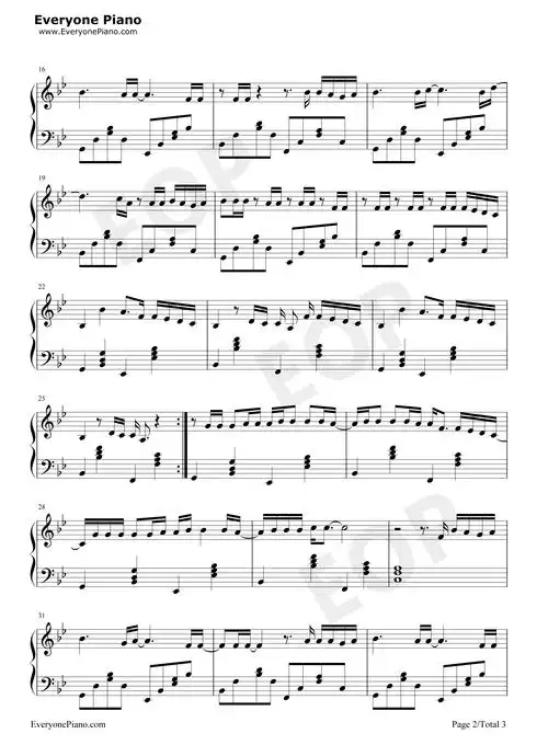 来自天堂的魔鬼-完美钢琴版五线谱预览2