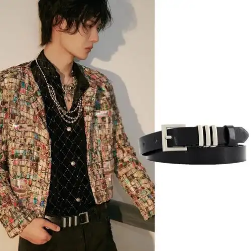 秀场款王一博同款三条杠牛皮皮带 - 淘乐搜