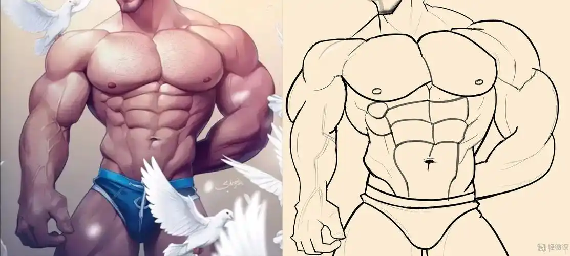 临摹男性肌肉—角色人物肌肉绘画训练