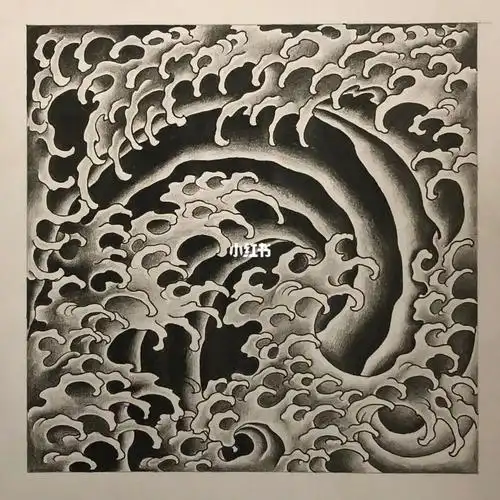 水 老传统水浪 浪花手稿