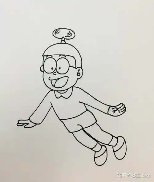 大雄的简笔画图片,优秀简笔画作品儿童简笔画:卡通大雄,简单又漂亮,小