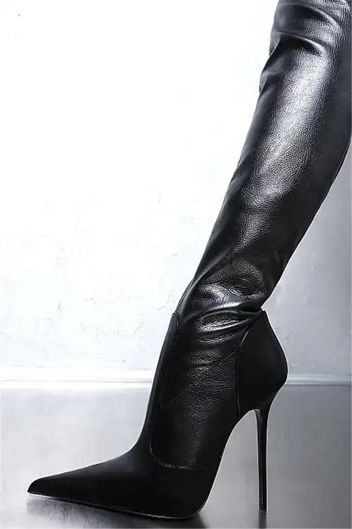 显瘦长靴大码定制2020春季新款细高高跟尖头时装靴