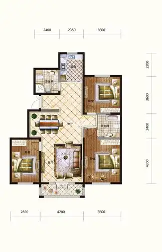 五矿紫晶御府三室两厅两卫146平米户型