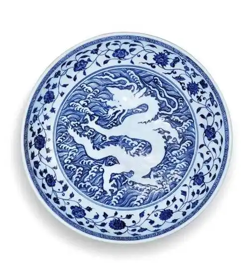 明永乐青花龙纹盘拍卖成交价格参考文物商品艺术品线下交流会交易