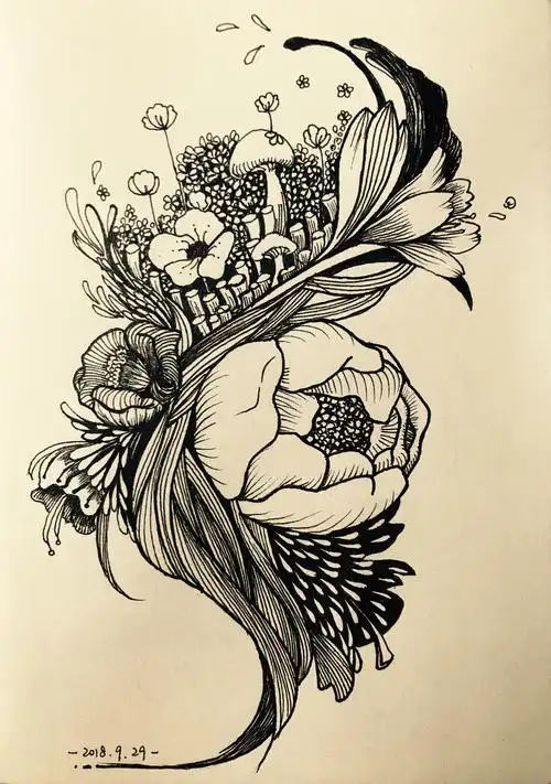 装饰画 插画 手绘 黑白