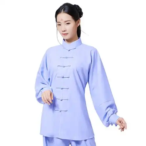 山人运动太极服女春秋秋季棉麻套装中老年亚麻新款太极服