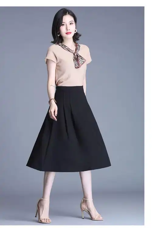 高档品牌半身裙女夏季新款小个子妈妈装洋气遮肚子显瘦半身裙女裙子