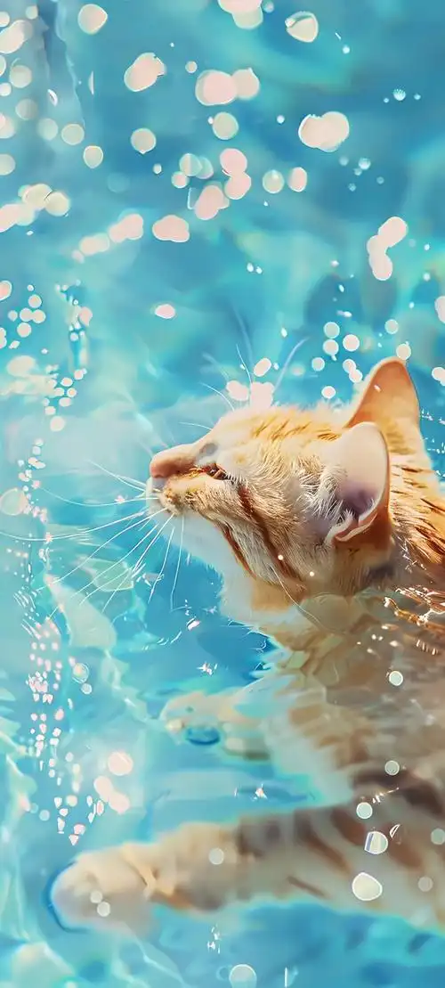 可爱超萌猫咪戏水手机壁纸图片快快收藏